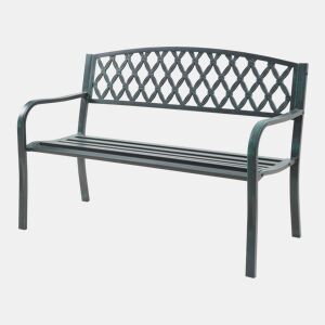 Banco de jardim Opsasar para 3 pessoas aço 127x54x88cm Cinzento escuro casa.pro