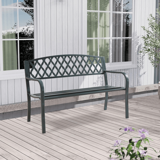 Banco de jardim Opsasar para 3 pessoas aço 127x54x88cm Cinzento escuro casa.pro