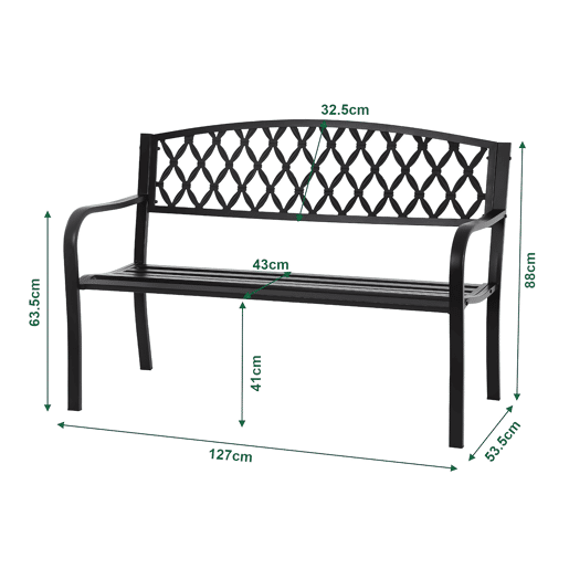 Banco de jardim Opsasar para 3 pessoas aço 127x54x88cm Cinzento escuro casa.pro