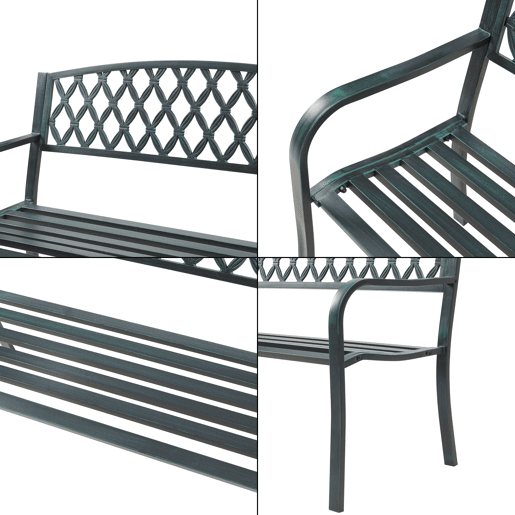 Banco de jardim Opsasar para 3 pessoas aço 127x54x88cm Cinzento escuro casa.pro