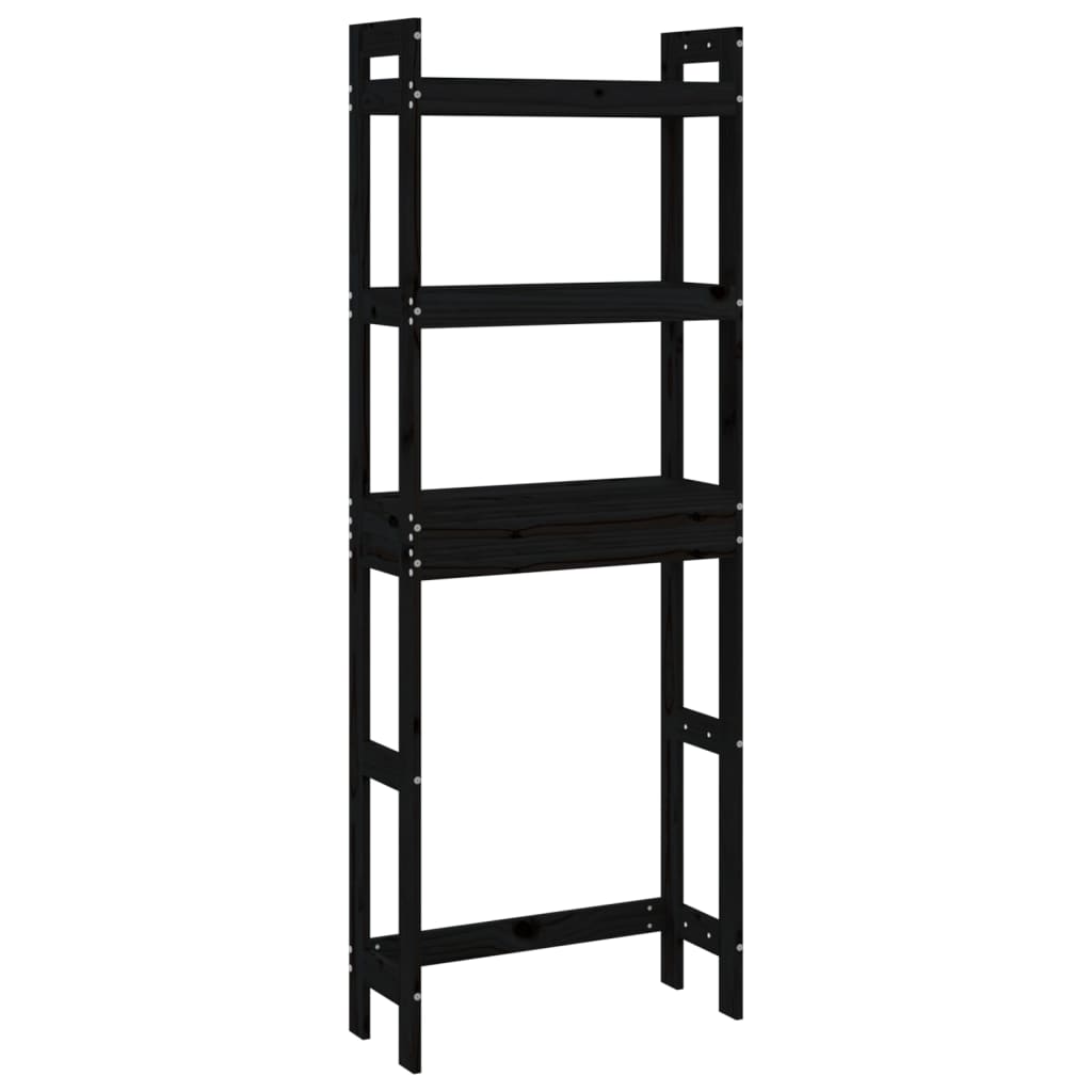 Vidaxl estante de baño madera maciza de pino negro 63x26x171 cm
