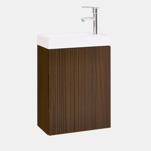 Armário de casa de banho suspenso sob o lavatório com 1 porta e 1 lavatório castanho 40 x 22 x 56 cm BZR196-BR SoBuy PT