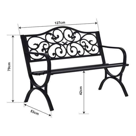 Banco de jardim Utav para 3 pessoas aço 127x53x79cm Branco casa.pro Banco de jardim Utav para 3 pessoas aço 127x53x79cm Branco casa.pro