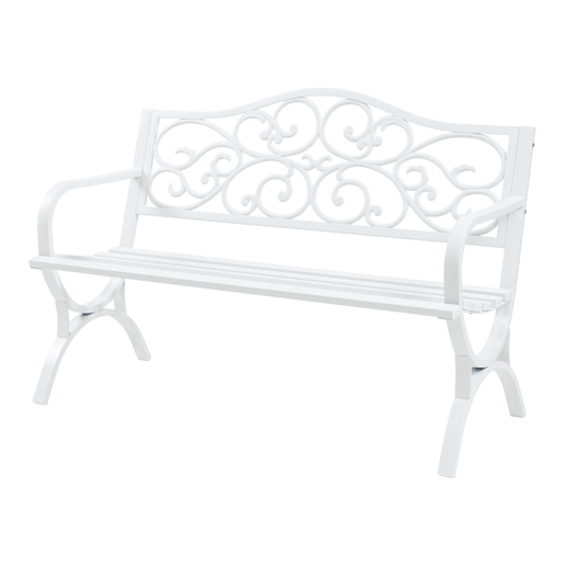 Banco de jardim Utav para 3 pessoas aço 127x53x79cm Branco casa.pro Banco de jardim Utav para 3 pessoas aço 127x53x79cm Branco casa.pro