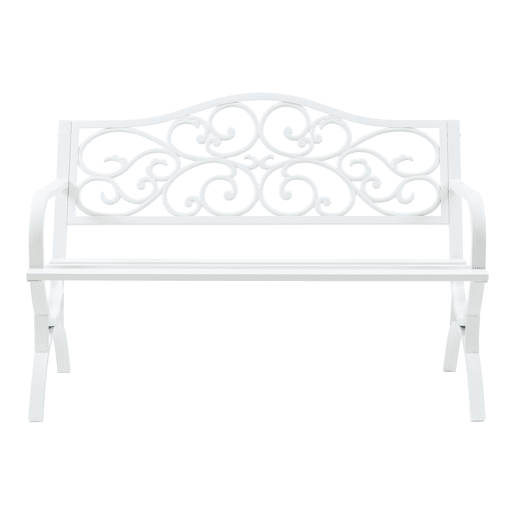 Banco de jardim Utav para 3 pessoas aço 127x53x79cm Branco casa.pro Banco de jardim Utav para 3 pessoas aço 127x53x79cm Branco casa.pro