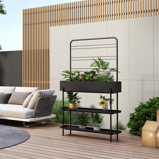 Suporte para plantas de exterior Aalsmeer metal 154x96x24 cm Preto casa.pro