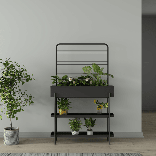 Suporte para plantas de exterior Aalsmeer metal 154x96x24 cm Preto casa.pro