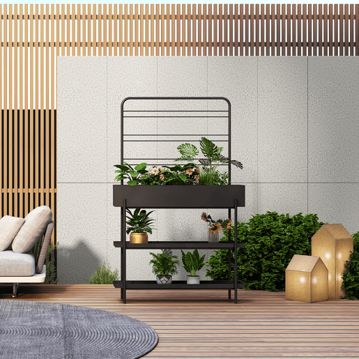 Suporte para plantas de exterior Aalsmeer metal 154x96x24 cm Preto casa.pro