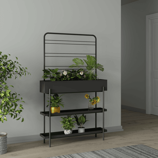 Suporte para plantas de exterior Aalsmeer metal 154x96x24 cm Preto casa.pro