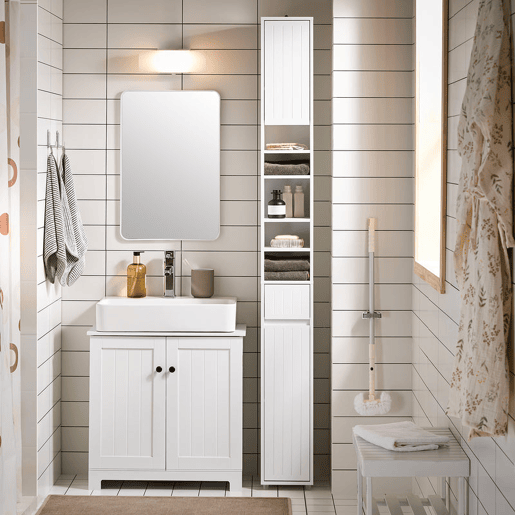 Coluna de banho Armário de casa de banho BZR160-W SoBuy PT