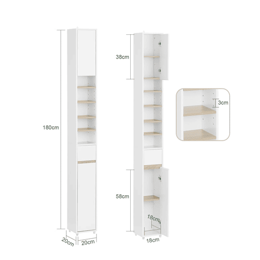 Coluna de banho Armário de casa de banho BZR34-WN SoBuy PT