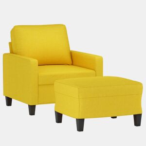 vidaXL Poltrona com apoio de pés 60 cm tecido amarelo-claro