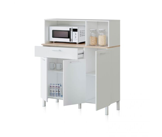 Alacena de cocina con 3 puertas y 1 cajón en blanco artik y roble canadian 108x186 cm Colin Blanco Artik (Blanco Mate) - Roble Canadian 108 x 126 x 4
