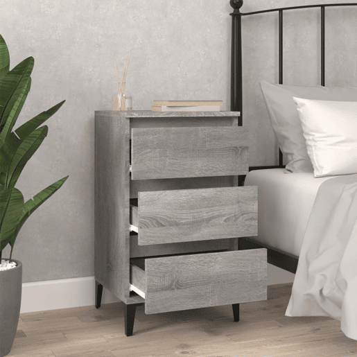 vidaXL Mesa de cabeceira 40x35x70 cm derivados madeira cinza sonoma