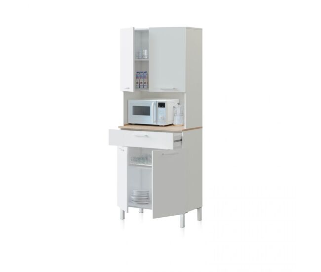 Alacena de cocina con 4 puertas y 1 cajón en blanco artik y roble canadian 108x186 cm Colin Blanco Artik (Blanco Mate) - Roble Canadian 72 x 186 x 40