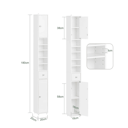 Coluna de banho Armário de casa de banho BZR167-GW SoBuy PT