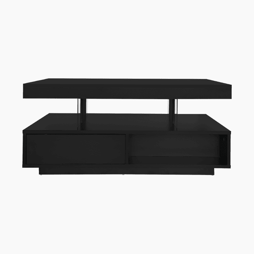 Mesa de centro com LED - gaveta e compartimentos abertos - Preto Mesa de centro com LED - gaveta e compartimentos abertos - Preto