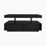 Mesa de centro com LED - gaveta e compartimentos abertos - Preto