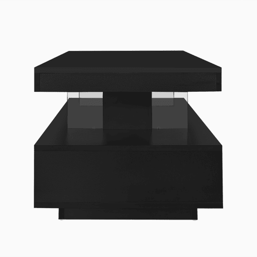 Mesa de centro com LED - gaveta e compartimentos abertos - Preto Mesa de centro com LED - gaveta e compartimentos abertos - Preto