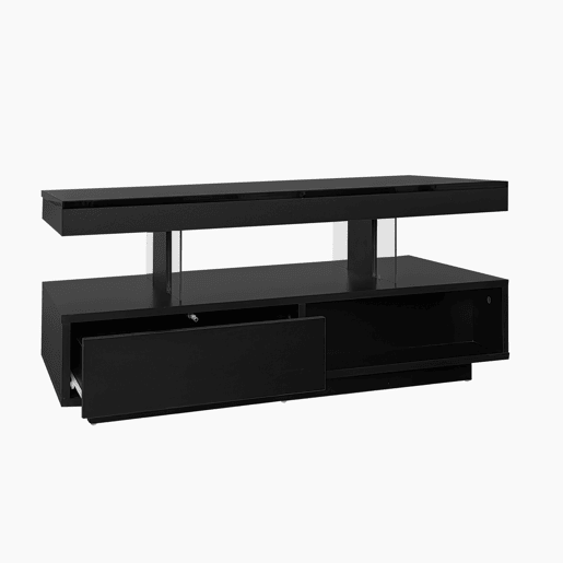 Mesa de centro com LED - gaveta e compartimentos abertos - Preto Mesa de centro com LED - gaveta e compartimentos abertos - Preto