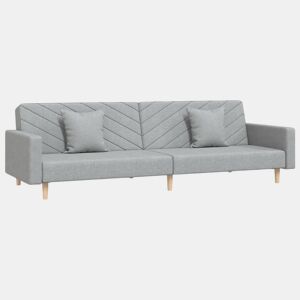 vidaXL Sofá-cama 2 lugares com duas almofadas tecido cinzento-claro