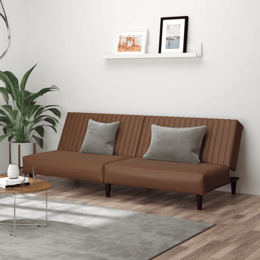 vidaXL Sofá-cama de 2 lugares couro artificial castanho vidaXL Sofá-cama de 2 lugares couro artificial castanho