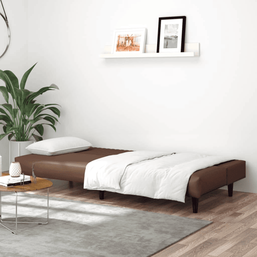 vidaXL Sofá-cama de 2 lugares couro artificial castanho vidaXL Sofá-cama de 2 lugares couro artificial castanho