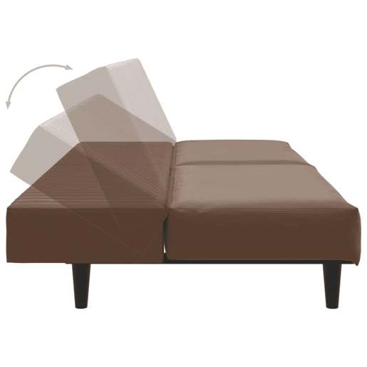 vidaXL Sofá-cama de 2 lugares couro artificial castanho vidaXL Sofá-cama de 2 lugares couro artificial castanho