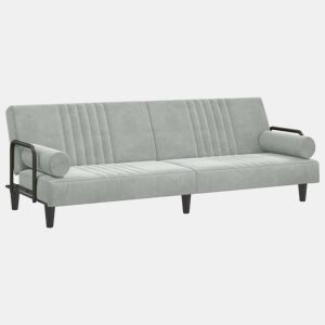 vidaXL Sofá-cama com apoio de braços veludo cinzento-claro