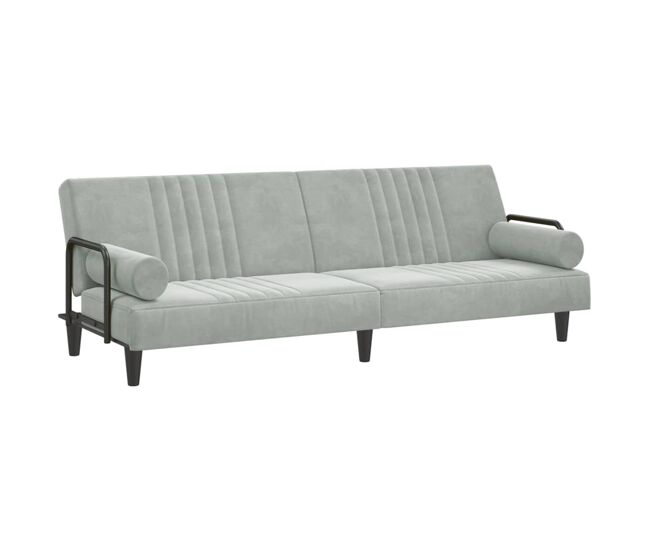 Vidaxl sofá cama con reposabrazos terciopelo gris claro