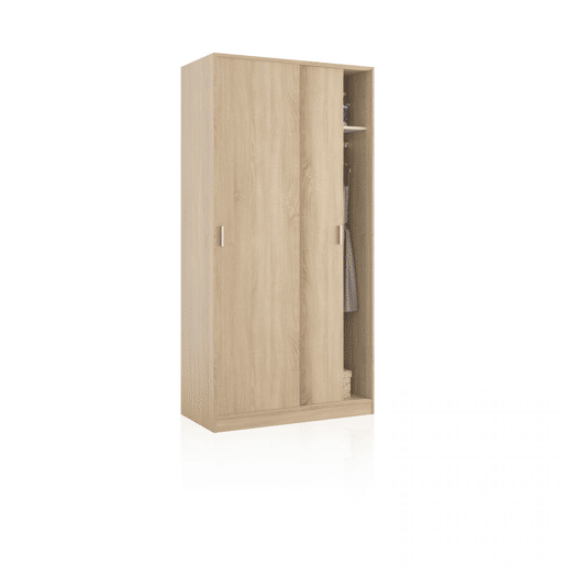 Roupeiro Lenor 2 portas de correr Carvalho canadiano 100 x 200 x 50 cm