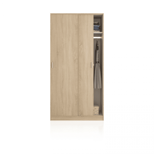 Roupeiro Lenor 2 portas de correr Carvalho canadiano 100 x 200 x 50 cm