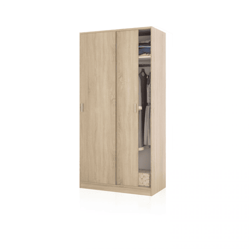 Roupeiro Lenor 2 portas de correr Carvalho canadiano 100 x 200 x 50 cm