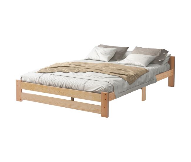 Cama de matrimonio de madera maciza 140x200cm,natural