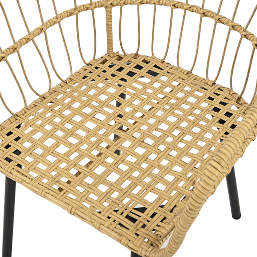 Conjunto de mesa e cadeiras de jardim de rattan 5 peças com 1 mesa,2 cadeiras e 2 bancos,natural+branco