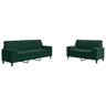 vidaXL 2 pcs conjunto sofás com almofadões e rolos veludo verde-escuro