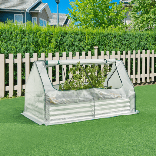 Canteiro de jardim elevado Balsorano com estufa 186x96x98 cm - Branco en.casa