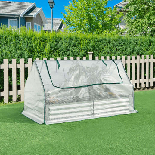 Canteiro de jardim elevado Balsorano com estufa 186x96x98 cm - Branco en.casa