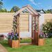 Jardinera de madera maciza con enrejados Jardinera de madera maciza con enrejados Marrón