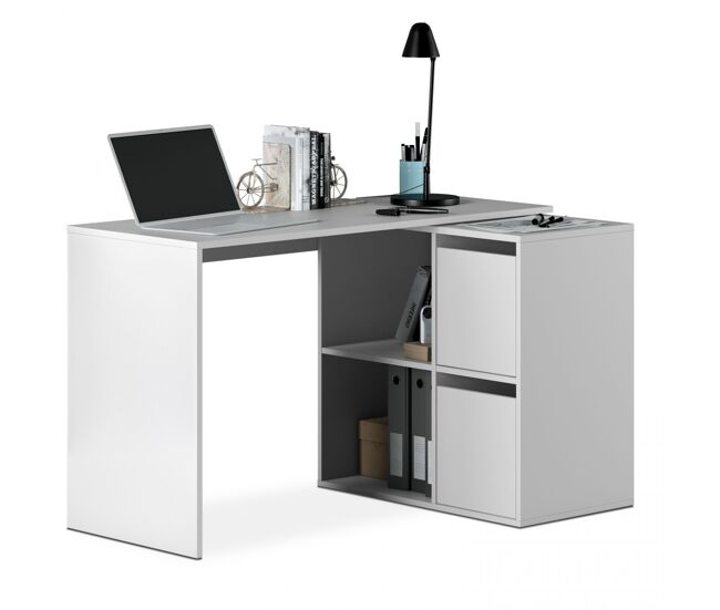 Mesa de escritorio multiposición con almacenaje en blanco artik 120x77 cm spacio blanco artik (blanco mate) 120 x 74 x 77 cm