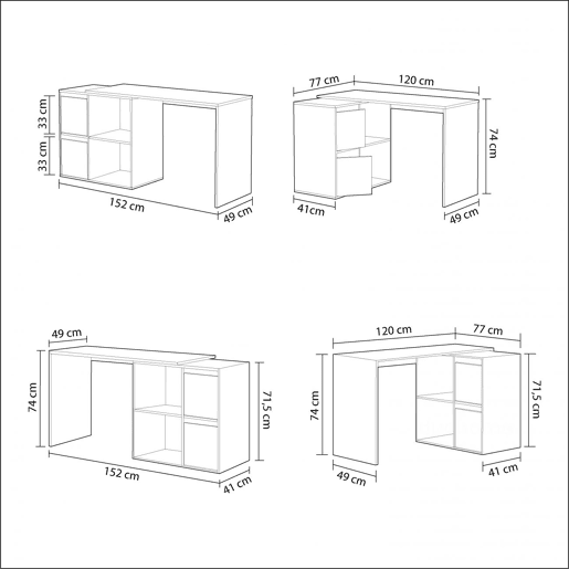 Secretária multiposições Spacio Artik White (Branco mate) 120 x 74 x 77 cm