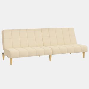vidaXL Sofá-cama de 2 lugares tecido cor creme