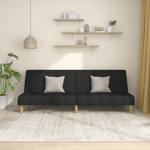 vidaXL Sofá-cama de 2 lugares tecido preto