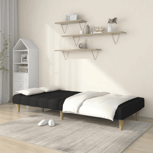 vidaXL Sofá-cama de 2 lugares tecido preto
