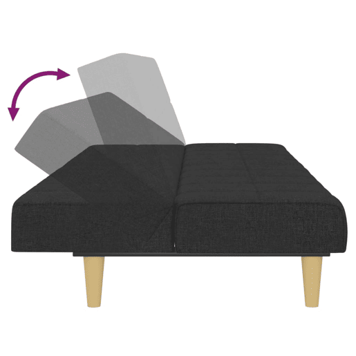 vidaXL Sofá-cama de 2 lugares tecido preto