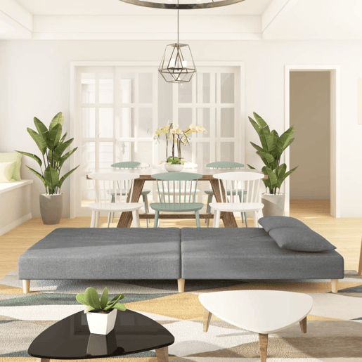 vidaXL Sofá-cama 2 lugares com duas almofadas tecido cinzento-claro