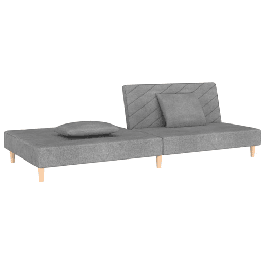 vidaXL Sofá-cama 2 lugares com duas almofadas tecido cinzento-claro