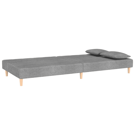 vidaXL Sofá-cama 2 lugares com duas almofadas tecido cinzento-claro