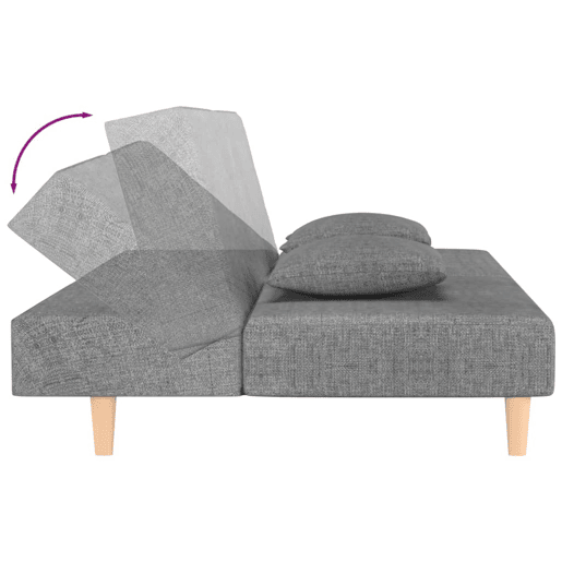 vidaXL Sofá-cama 2 lugares com duas almofadas tecido cinzento-claro
