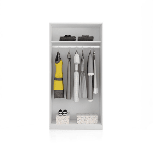 Roupeiro Lenor 2 portas de correr Branco 100 x 200 x 50 cm